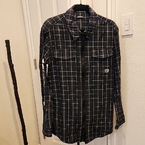 Pink Dolphin Mens Large Green Plaid Dual Zip Up Jacket